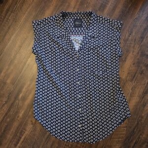 Jachs Black and White Geometric Women's Blouse Workwear
